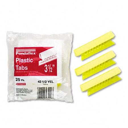 Pendaflex Pendaflex 43-1/2-YEL Hanging File Folder Tabs- 1/3 Tab- 3 1/2 in- Yellow Tab/White Insert- 25/Pack 43-1/2-YEL